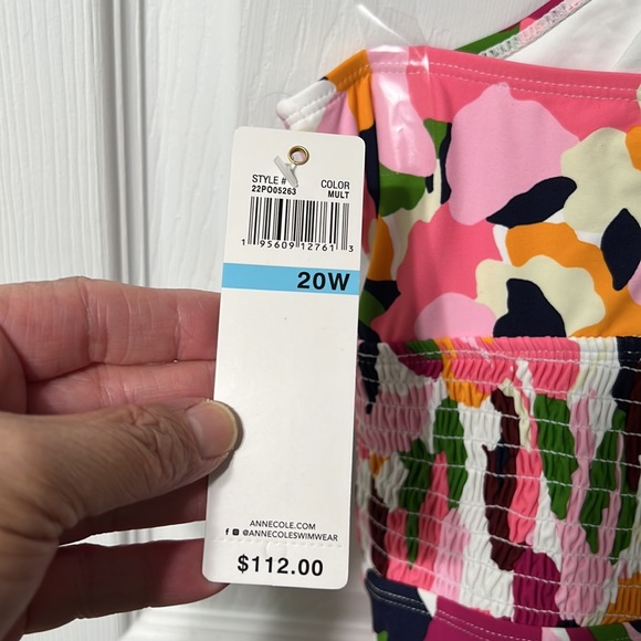 Anne Cole High Neck Smocked One Piece Swimsuit Size 20W - Picture 3 of 5